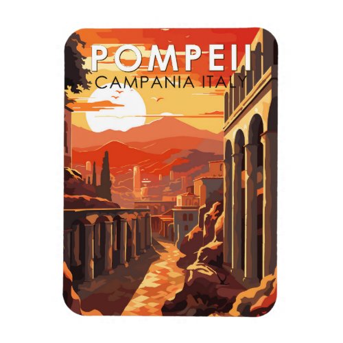 Pompeii Campania Italy Travel Art Vintage Magnet