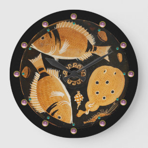 POMPEII COLLECTION / FISHES,OCEAN - SEA LIFE SCENE LARGE CLOCK