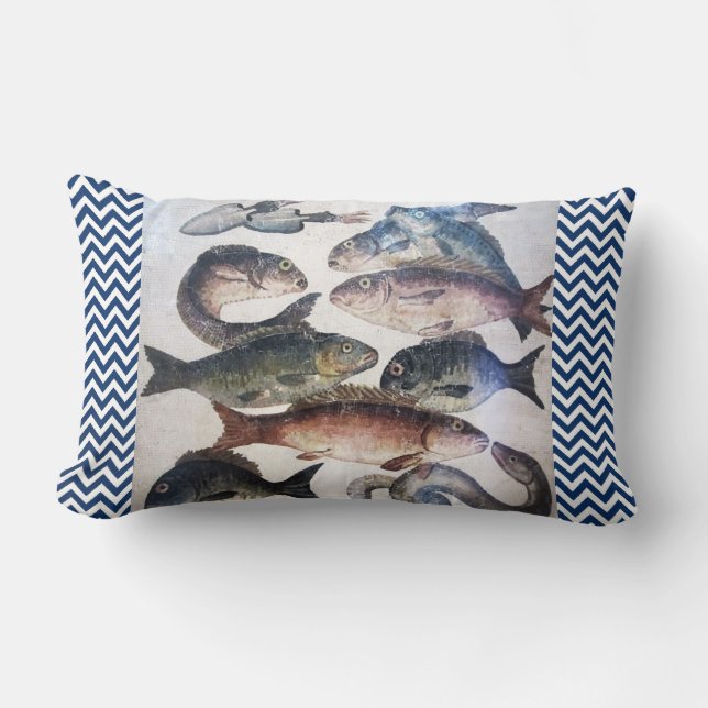 POMPEII COLLECTION / FISHES OCEAN - SEA LIFE SCENE LUMBAR PILLOW (Front)