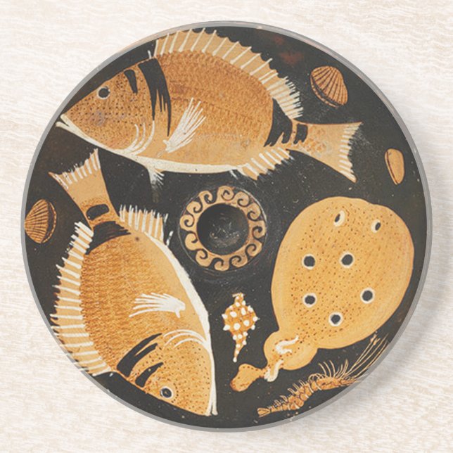 POMPEII COLLECTION / FISHES,OCEAN - SEA LIFE SCENE SANDSTONE COASTER (Front)