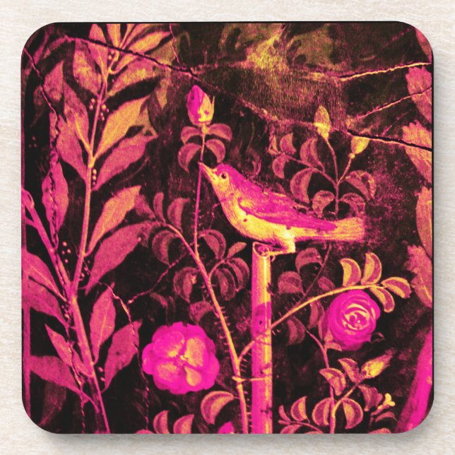 POMPEII COLLECTION / NIGHTINGALE WITH ROSES COASTER (Front)