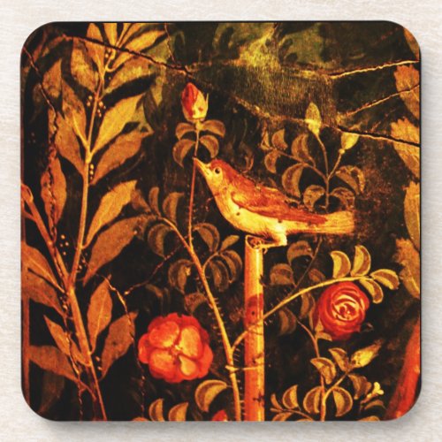 POMPEII COLLECTION  NIGHTINGALE WITH ROSES COASTER