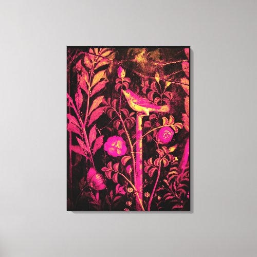 POMPEII COLLECTION NIGHTINGALE WITH ROSES Pink Canvas Print