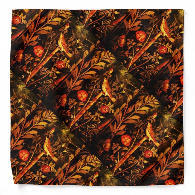 POMPEII COLLECTION NIGHTINGALE WITH ROSES , Red Bandana (Front)