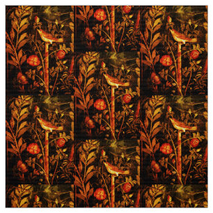 POMPEII COLLECTION NIGHTINGALE WITH ROSES Yellow Fabric