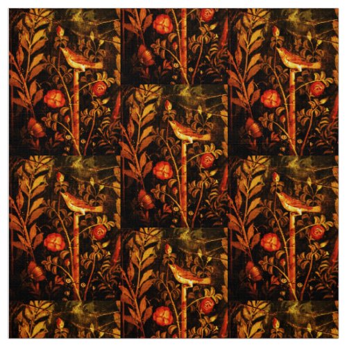 POMPEII COLLECTION NIGHTINGALE WITH ROSES Yellow Fabric