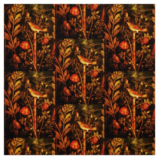 POMPEII COLLECTION NIGHTINGALE WITH ROSES Yellow Fabric