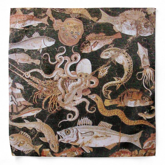 POMPEII COLLECTION / OCEAN - SEA LIFE SCENE BANDAN BANDANA (Front)