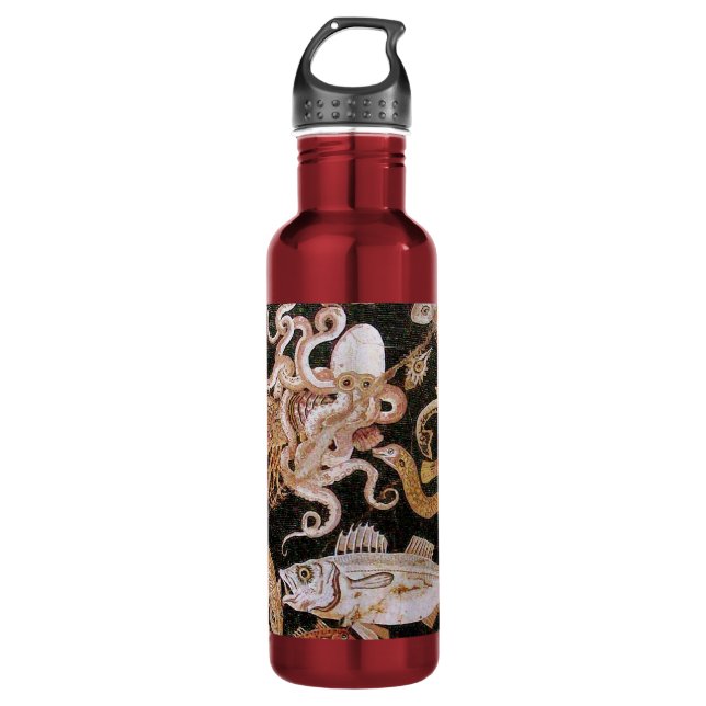 POMPEII COLLECTION / OCEAN - SEA LIFE SCENE,black Water Bottle (Front)