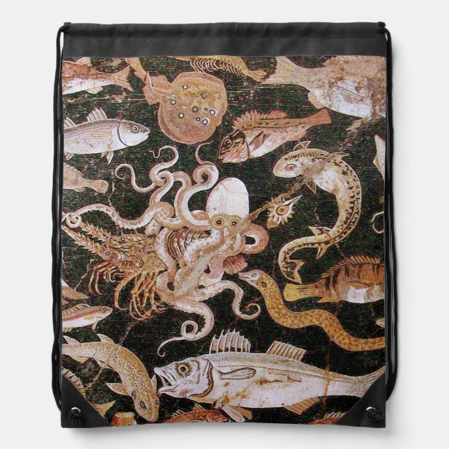 POMPEII COLLECTION / OCEAN - SEA LIFE SCENE DRAWSTRING BAG (Front)