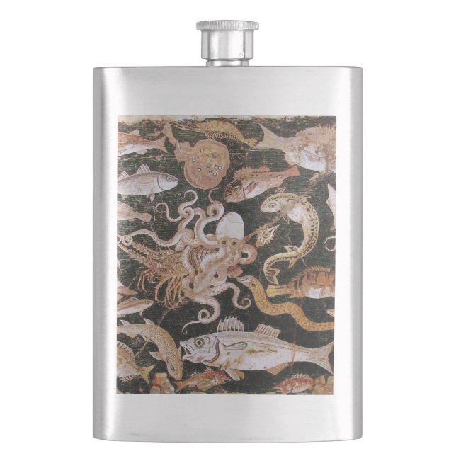 POMPEII COLLECTION / OCEAN - SEA LIFE SCENE FLASK (Front)
