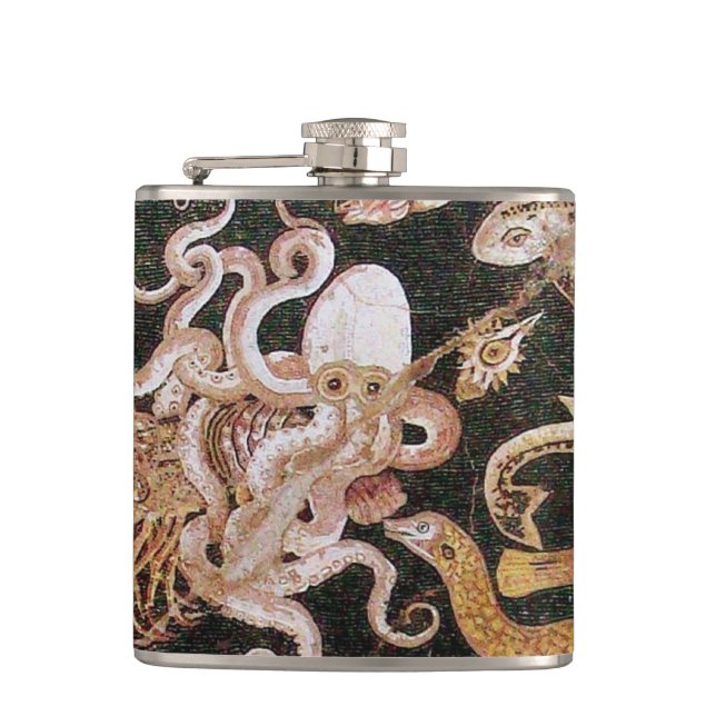 POMPEII COLLECTION / OCEAN - SEA LIFE SCENE FLASK (Front)