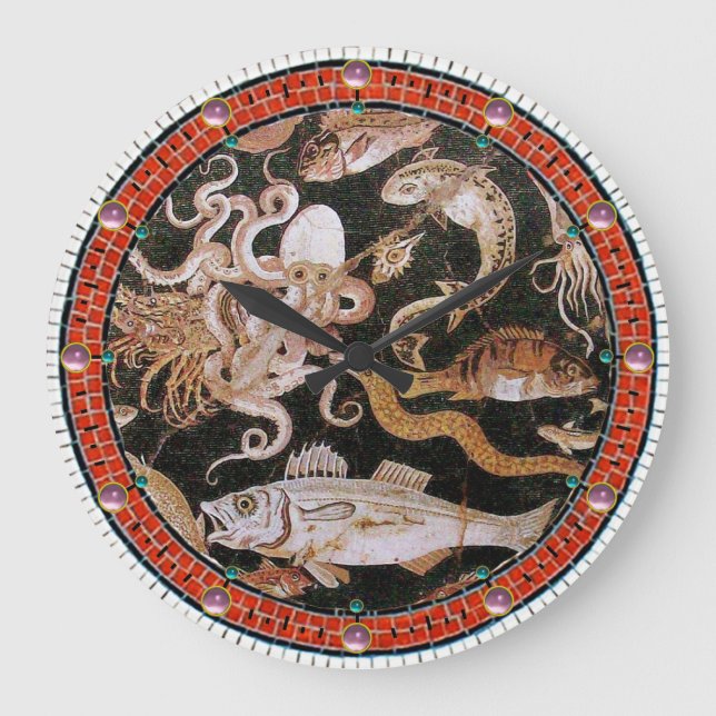 POMPEII COLLECTION / OCEAN - SEA LIFE SCENE LARGE CLOCK (Front)