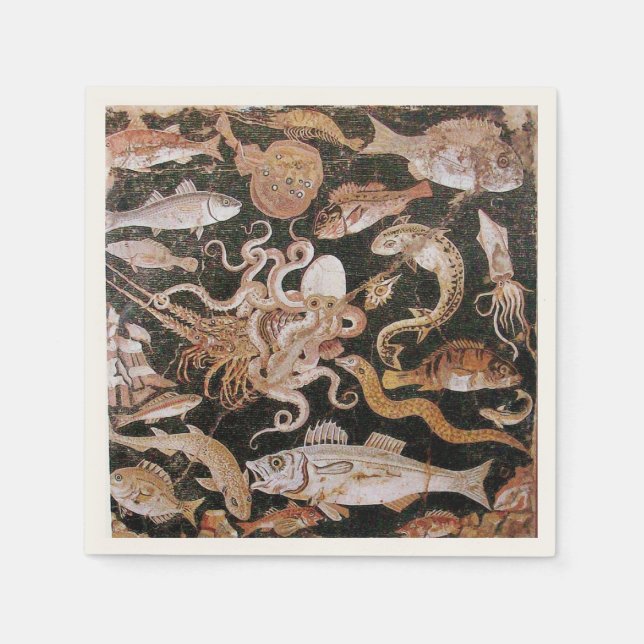 POMPEII COLLECTION / OCEAN - SEA LIFE SCENE NAPKINS (Front)