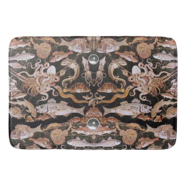 POMPEII COLLECTION /OCEAN -SEA LIFE SCENE Nautical Bathroom Mat (Front)