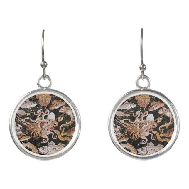 POMPEII COLLECTION /OCEAN -SEA LIFE SCENE Nautical Earrings (Front)