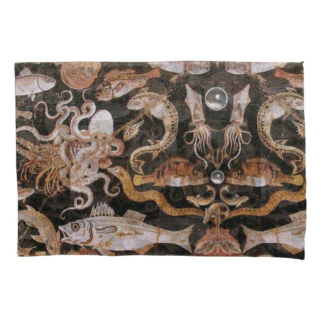 POMPEII COLLECTION/OCEAN - SEA LIFE SCENE Nautical Pillow Case (Front-Left)