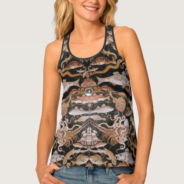 POMPEII COLLECTION /OCEAN -SEA LIFE SCENE Nautical Tank Top (Front)
