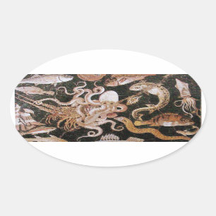 POMPEII COLLECTION / OCEAN - SEA LIFE SCENE OVAL STICKER