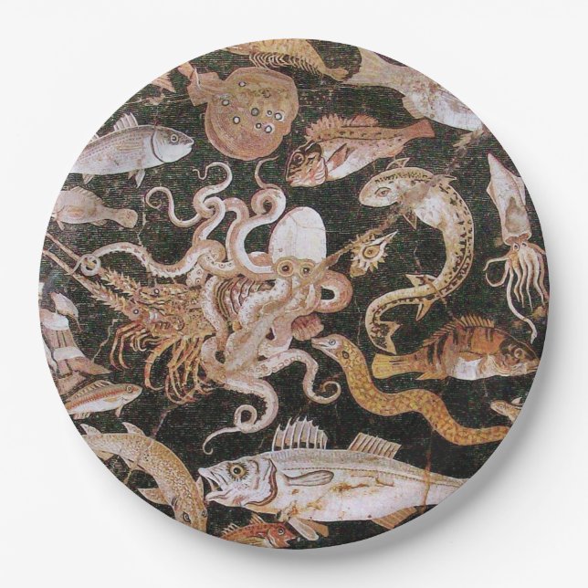 POMPEII COLLECTION / OCEAN - SEA LIFE SCENE  PAPER PLATES (Front)