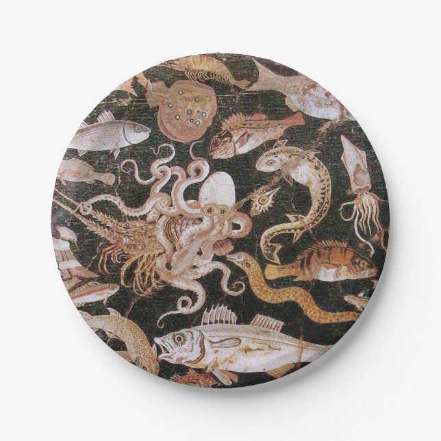POMPEII COLLECTION / OCEAN - SEA LIFE SCENE PAPER PLATES (Front)