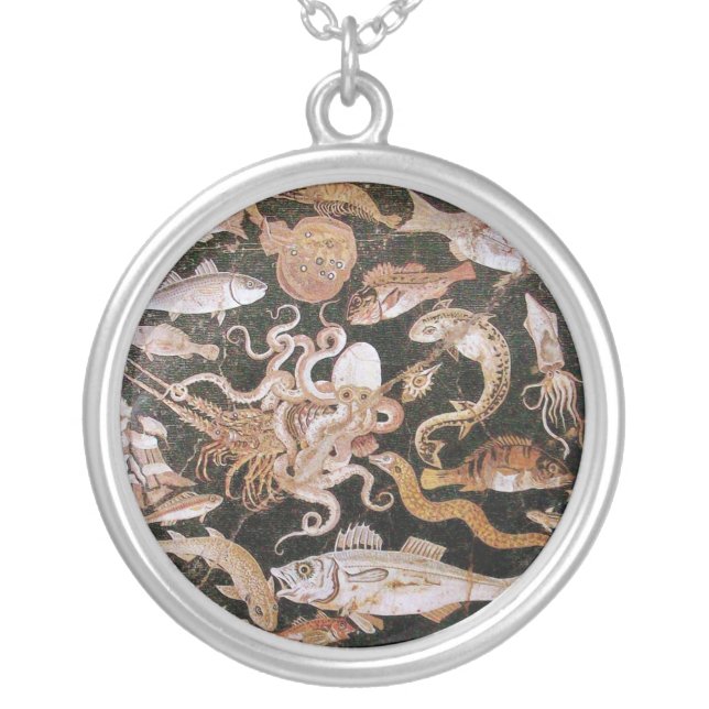 POMPEII COLLECTION / OCEAN - SEA LIFE SCENE SILVER PLATED NECKLACE (Front)