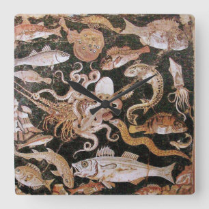 POMPEII COLLECTION / OCEAN - SEA LIFE SCENE SQUARE WALL CLOCK