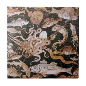 Pompeii Collection / Ocean - Sea Life Scene Tile by bulgan_lumini at Zazzle