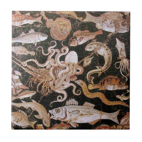 POMPEII COLLECTION  OCEAN _ SEA LIFE SCENE TILE