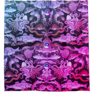 POMPEII COLLECTION / SEA LIFE Nautical Pink Blue Shower Curtain