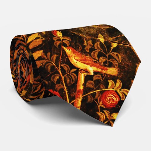 POMPEII GARDENNIGHTINGALEROSESYellow Brown  Neck Tie