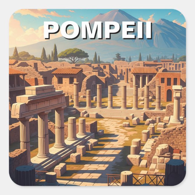 Pompeii Italy Mount Vesuvius Travel Square Sticker (Front)