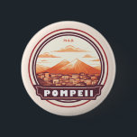 Pompeii Ruins Italy Travel Art Badge Button<br><div class="desc">Pompeii vector artwork. Once a thriving and sophisticated Roman city,  Pompeii was buried under meters of ash and pumice after the catastrophic eruption of Mount Vesuvius in 79 A.D.</div>