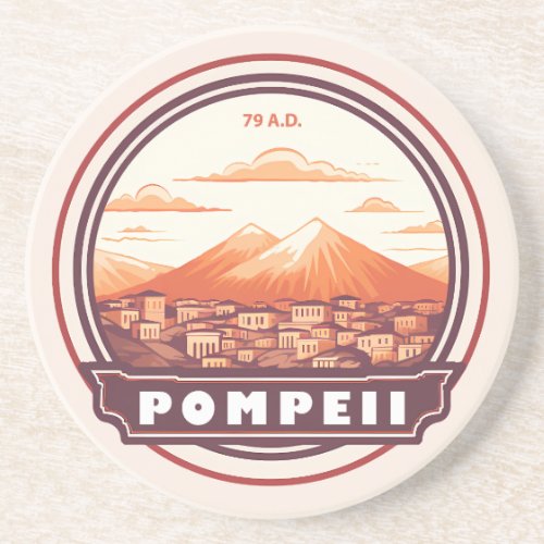 Pompeii Ruins Italy Travel Art Badge Coaster