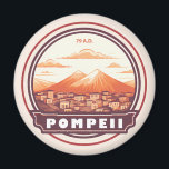 Pompeii Ruins Italy Travel Art Badge Magnet<br><div class="desc">Pompeii vector artwork. Once a thriving and sophisticated Roman city,  Pompeii was buried under meters of ash and pumice after the catastrophic eruption of Mount Vesuvius in 79 A.D.</div>