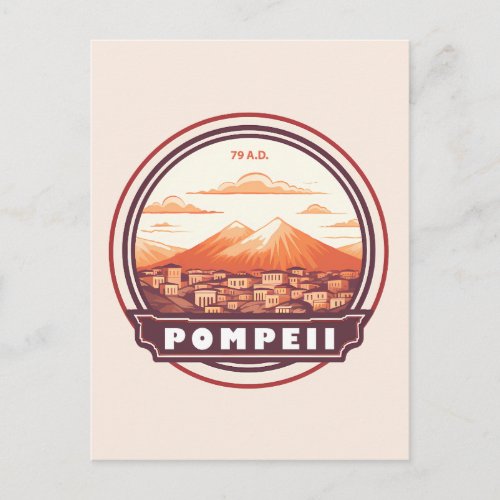 Pompeii Ruins Italy Travel Art Badge Postcard