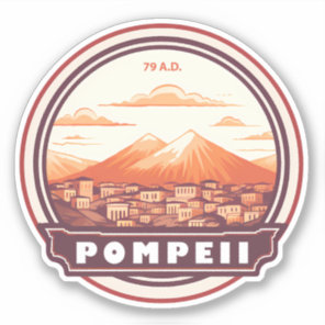 Pompeii Ruins Italy Travel Art Badge Sticker