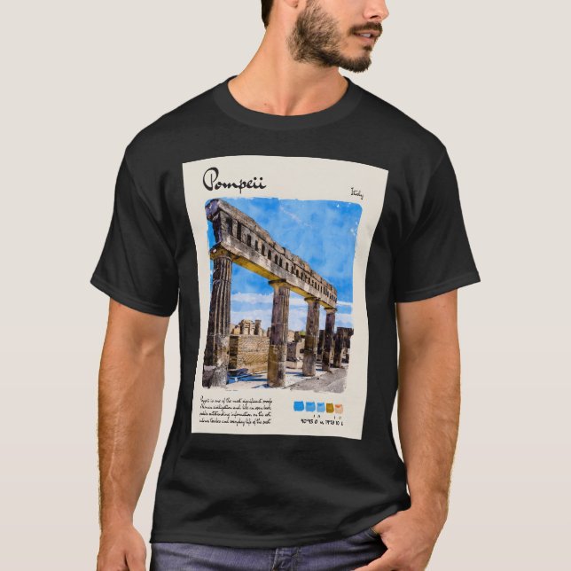 Pompeii Vintage Watercolour Travel  T-Shirt (Front)