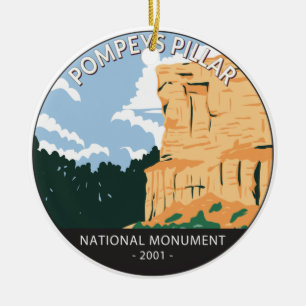 Pompeys Pillar National Monument Montana Vintage Ceramic Ornament