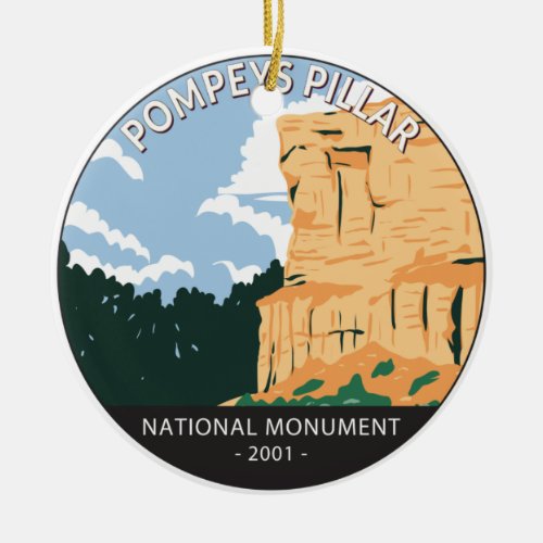 Pompeys Pillar National Monument Montana Vintage Ceramic Ornament