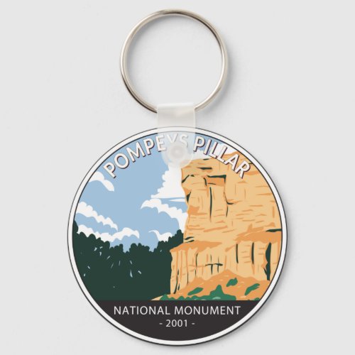 Pompeys Pillar National Monument Montana Vintage Keychain