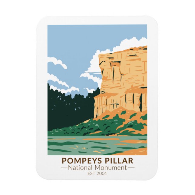 Pompeys Pillar National Monument Montana Vintage Magnet (Vertical)