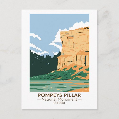Pompeys Pillar National Monument Montana Vintage Postcard