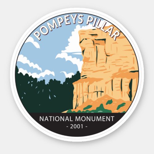 Pompeys Pillar National Monument Montana Vintage Sticker