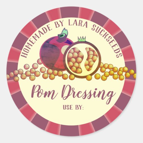 Poms pomegranate seeds personalized canning classic round sticker