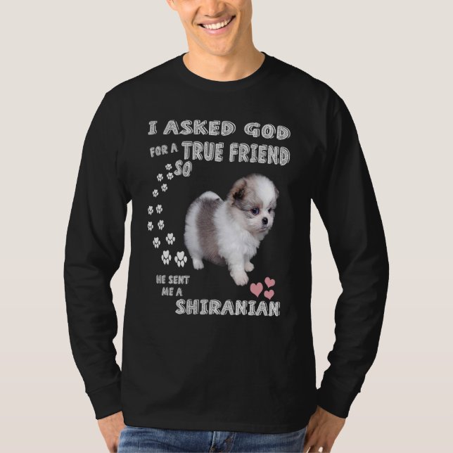 Pomshi Dog  Mom, Shih Pom Dad Costume, Cute Shiran T-Shirt (Front)