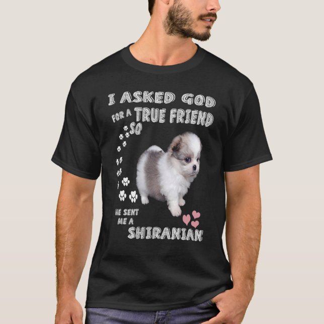 Pomshi Dog  Mom, Shih Pom Dad Costume, Cute Shiran T-Shirt (Front)