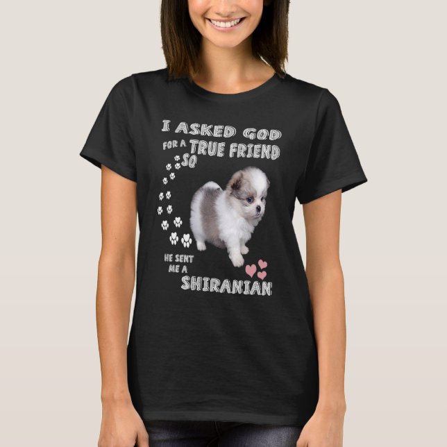 Pomshi Dog  Mom, Shih Pom Dad Costume, Cute Shiran T-Shirt (Front)