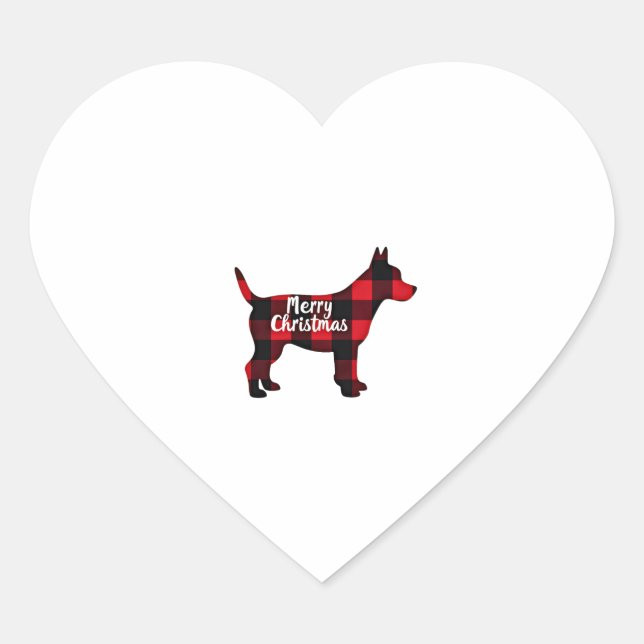 Pomsky Christmas Dog Mom Dad Plaid Gift T-Shirt (1 Heart Sticker (Front)