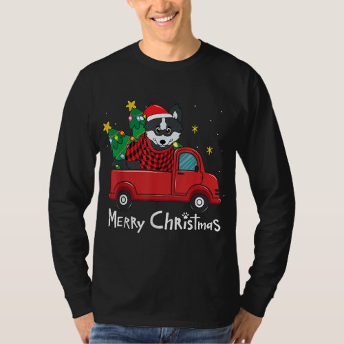 Pomsky Christmas Truck Tree Mom Dad Dog Xmas Gift T_Shirt